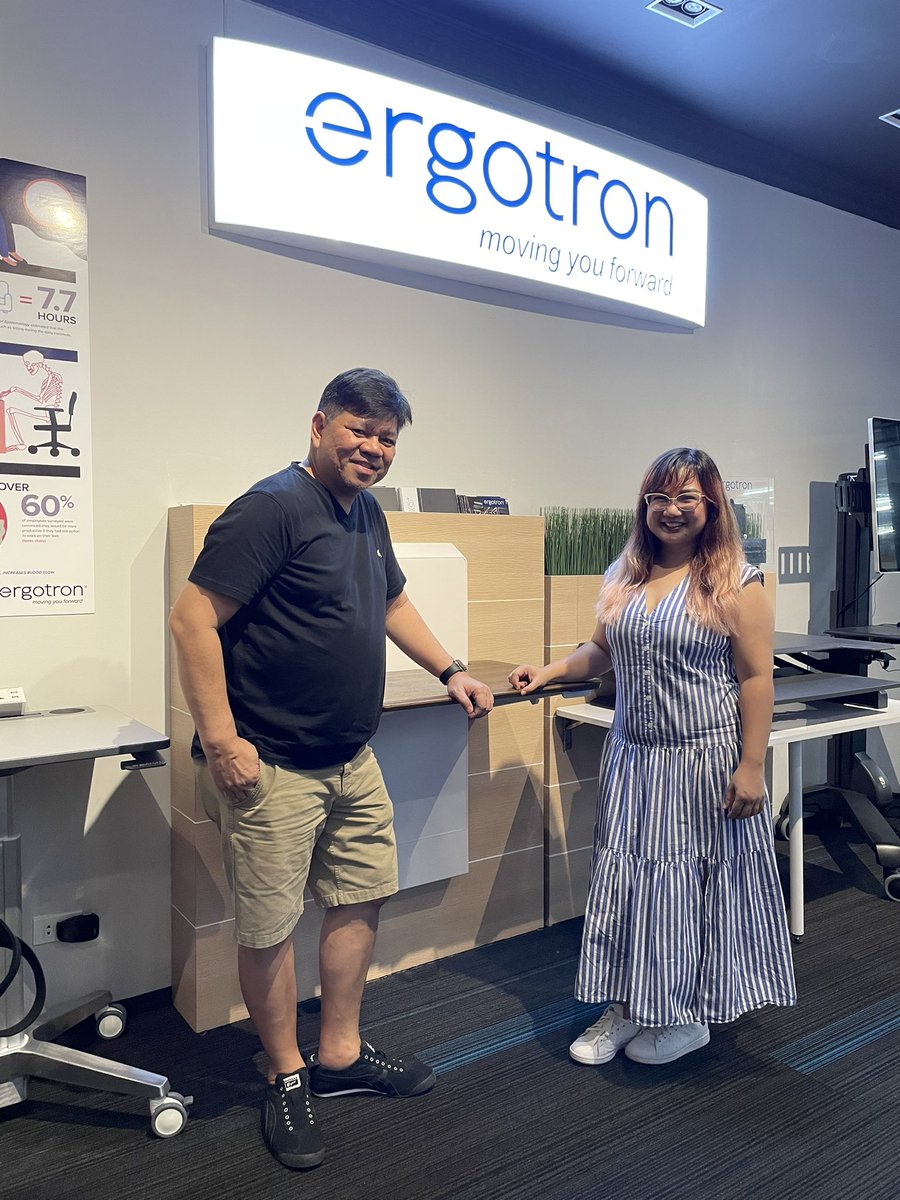 exsto_ph's tweet photo. One of the Philippines top sports #physiotherapist is in the house! 

Thank you for dropping by our showroom Ms Maria Angela Borras i hope you enjoyed our @Ergotron products and recommend them to your patients.

#physiotherapy #physicaltherapy #ergonomics #ergonomicdesign https://t.co/AWjaRwrfXV