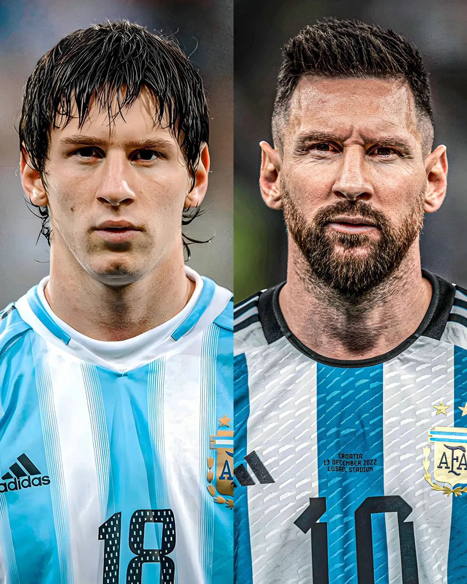 AtaqueFutbolero's tweet photo. En octubre de 2005, asistió por primera vez con Argentina en Eliminatorias.

Hoy, 18 años después, marcó el primer gol de Argentina en el inicio de las Eliminatorias rumbo al Mundial 2026.

Son 6 eliminatorias disputadas y él siempre ahí.

Con la camiseta del país que eligió con el corazón.

Ya no hay palabras para Lionel. 🇦🇷🥹