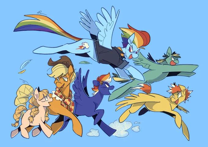meet the appledashes… aj and rd have themselves a trio of sporty pegasus boys before trying one last time for a daughter lol #mlp #appledash 