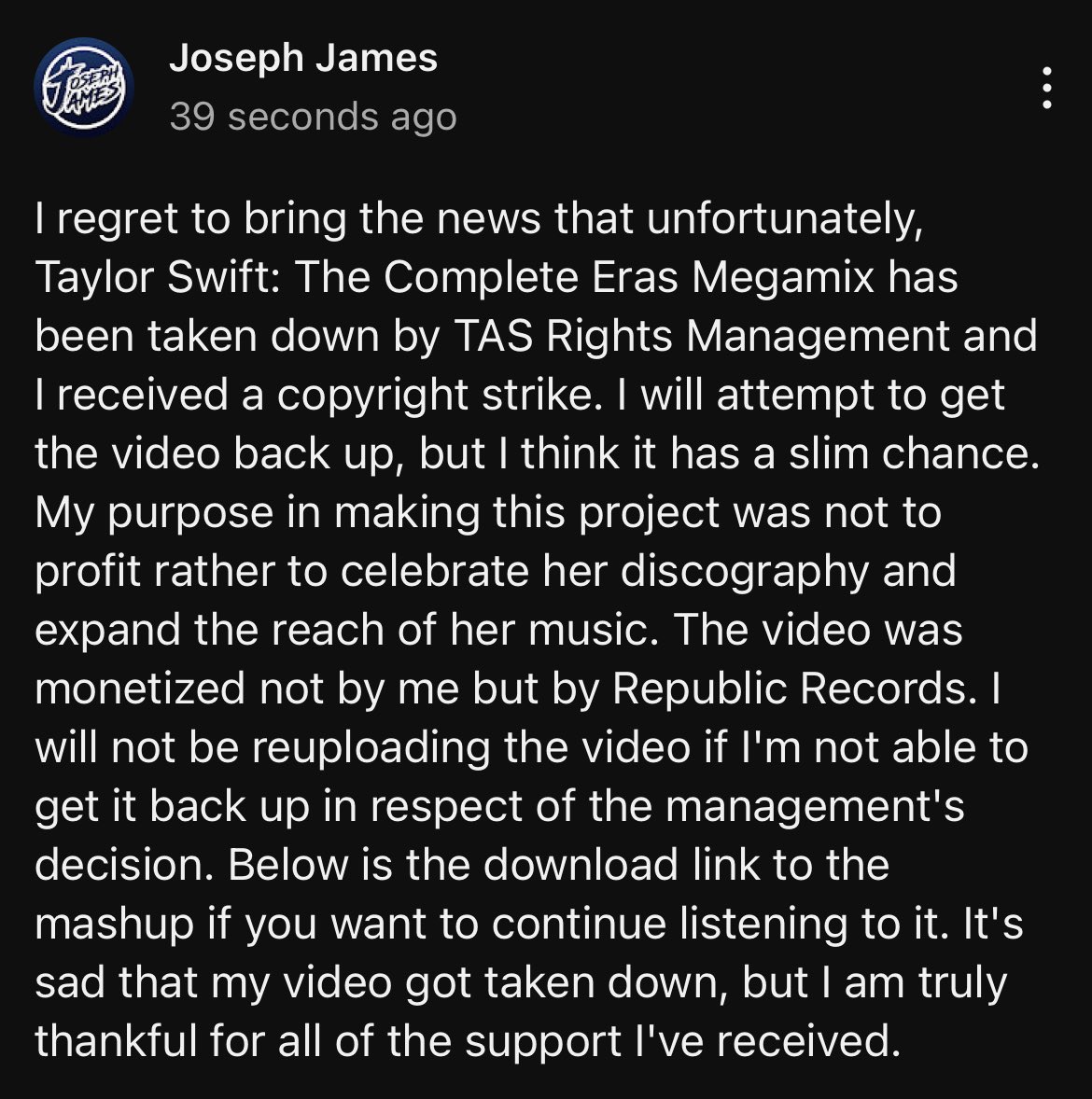 Joseph James tweet media
