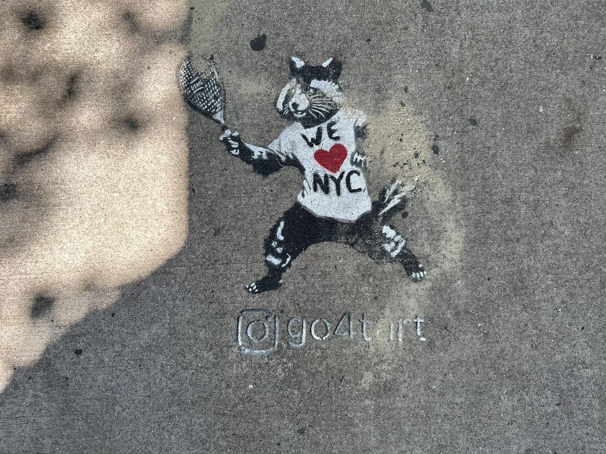 We spotted this cute tennis playing raccoon (or are they pickleballing?) from #go4tart while walking 8th Street today. Subscribe to our newsletter to hear more about the hidden gems we discovered sideways.nyc