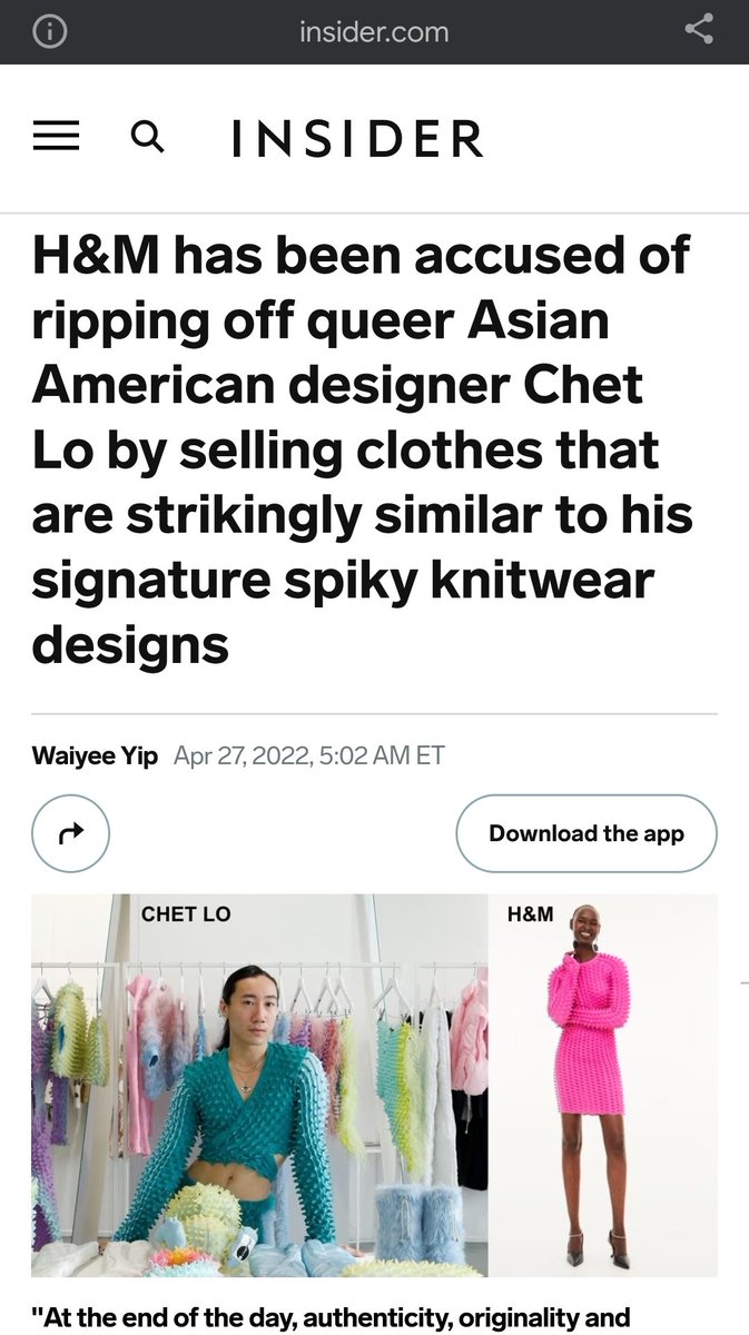 Lord_Objkt's tweet photo. @5uperfreak @hm @hm have a habit for this type of thing
As American designer Chet Lo
Swedish designer Mimmi Blomqvist and,
Tori LaConsay all found out.
@BusinessInsider may want a look https://t.co/Slmk3Hx6Sf