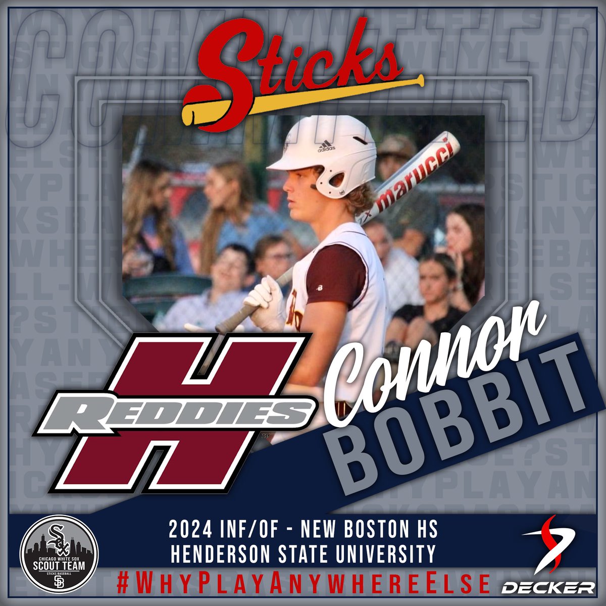AR_Sticks's tweet photo. Congratulations to Sticks 2024 INF/OF @connor_bobbitt from New Boston HS on committing to Henderson State University. 

Connor has played with the Sticks the last three years, most recently with Sticks 17U Hall. 

We are very excited for him 

#Sticks https://t.co/AcvQhPTRsm