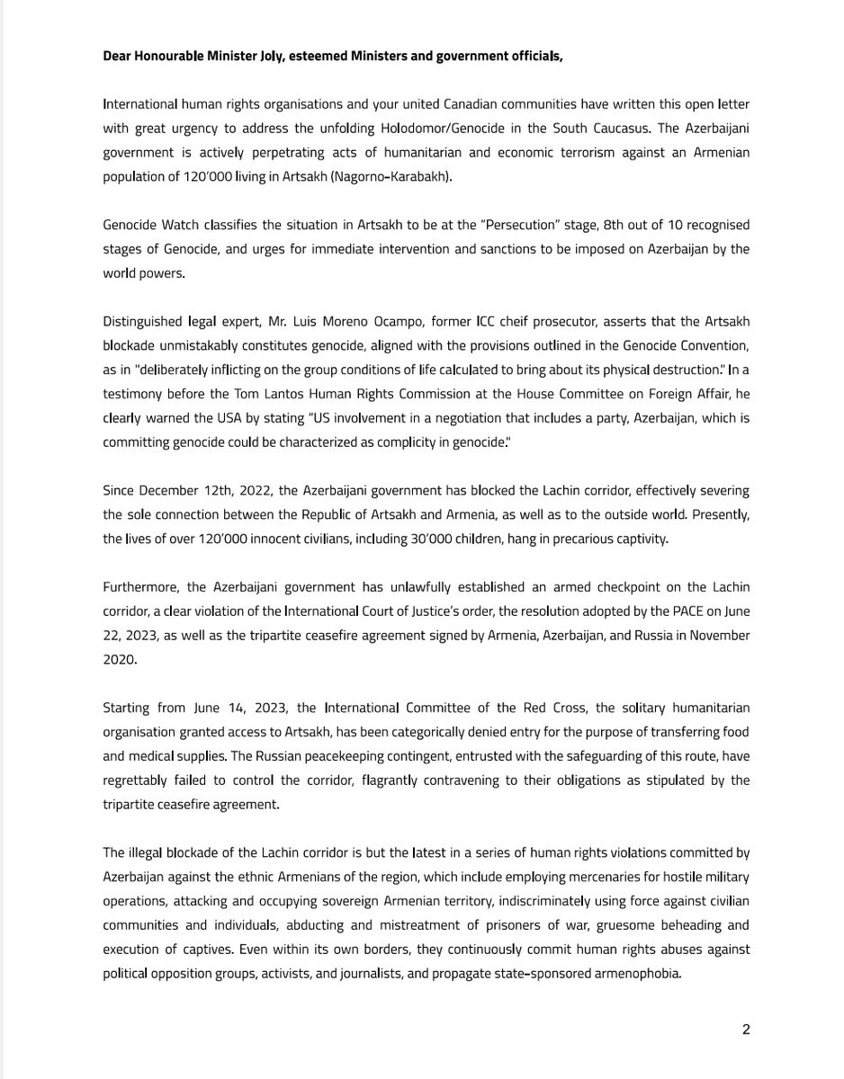 hayren_org's tweet photo. Human Rights Orgs and communities join HAYREN to urge the @CanadaFP &amp; other states for immediate action to stop the GENOCIDE in #Artsakh by #SanctionAzerbaijan , facilitating humanitarian access to Artsakh, and recognizing the self-determination rights of Artsakh's population https://t.co/2WEdnwwyq6