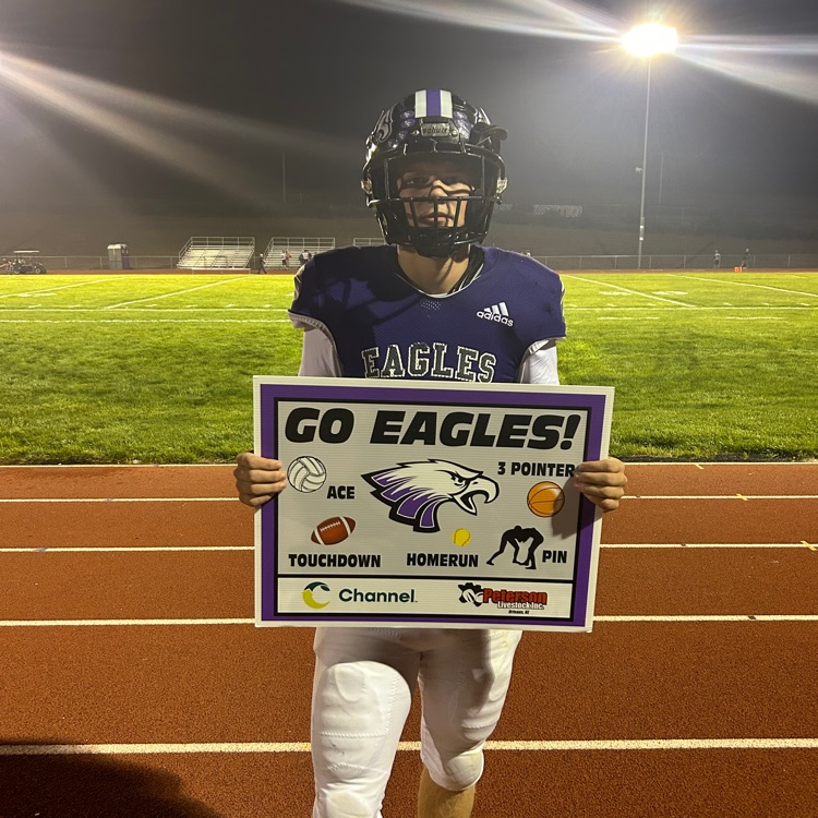 SVEagles's tweet photo. SV FB with the win over the Maxwell wildcats 66 to 48! Nine touchdowns raises $180 from Peterson Livestock Inc. Cody Collins came out tonight to set some new records with an unofficial 331 rushing yards, 19 carries, and 6 touchdowns!  It's a great night to be an Eagle. #svnation https://t.co/RhDjTZDrRo
