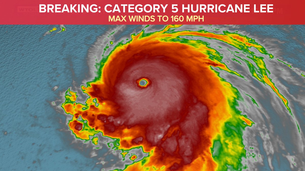 BREAKING: Hurricane #Lee has EXPLODED to a CATEGORY 5 #HurricaneLee