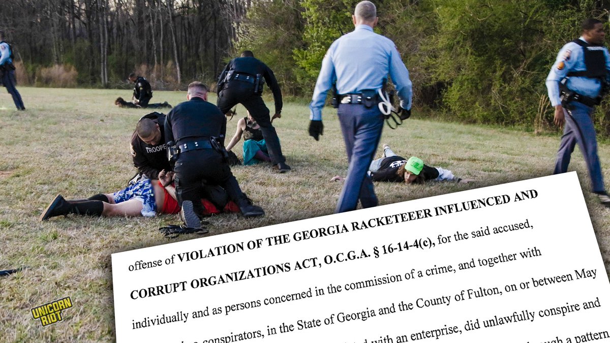 UR_Ninja's tweet photo. Georgia prosecutors have indicted 61 individuals under the Georgia Racketeer Influenced and Corrupt Organizations Act, or RICO, for their alleged participation in the #StopCopCity movement &amp; for, as they put it, promoting “virulent anarchist ideals.” 

>https://t.co/e780XcTk1d< https://t.co/VaDfClQfME