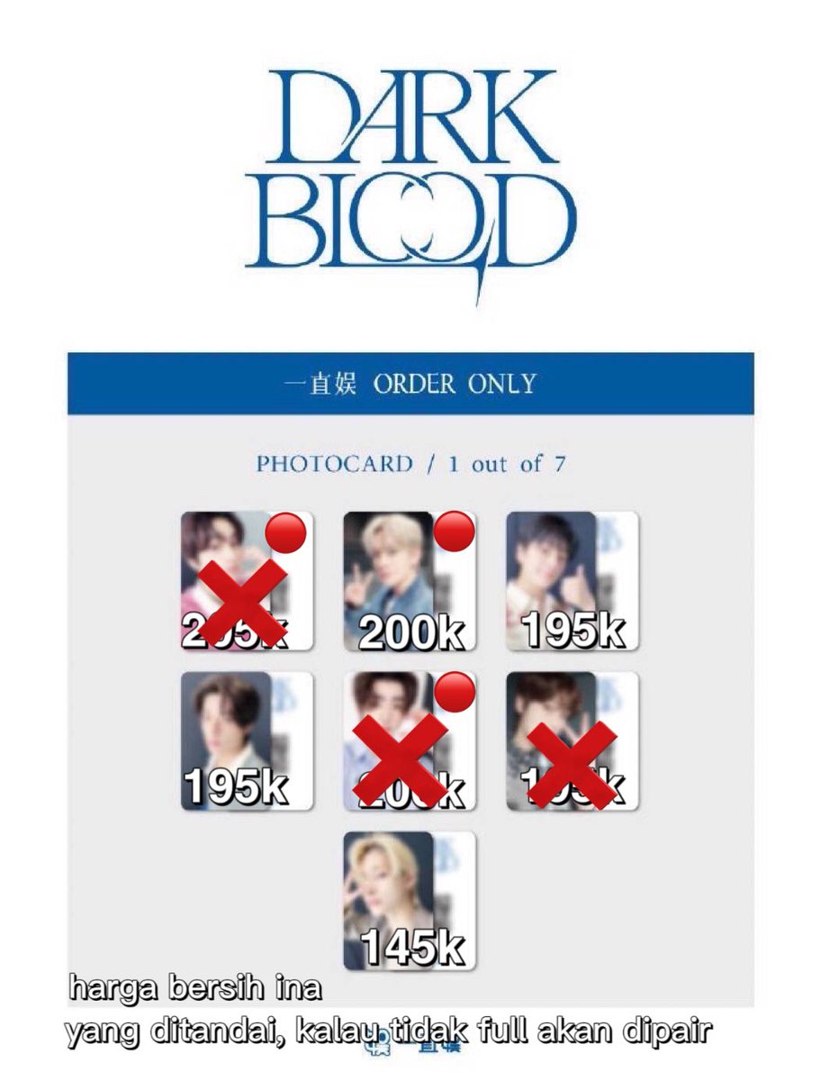 • wts/ want to sell/ lfb•

lucky draw yizhiyu round 3 dark blood

✅bersih ina, dom jakarta
⚠️pc only, wajib fullslot agar di co
🔴fullpay only

kindly hmu on dm if you interested

t. enhypen jungwon heeseung jay jake sunghoon sunoo ni-ki yzy part r3 pt db
