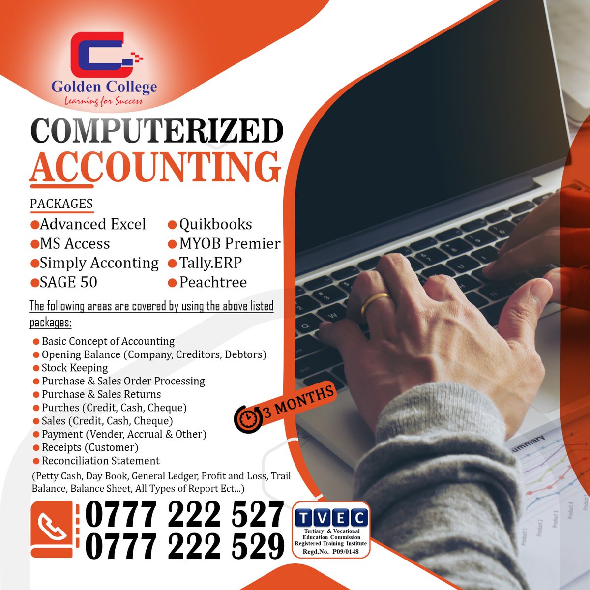 Next Batch Intake Process Ongoing
TVEC, Foreign Ministry Approved 'COMPUTERIZED ACCOUNTING'
Duration: 03 Months
Learning Mode: Physical | Online
Full Time | Part Time

#computerizedaccounting #joborientedcourses #courses #foundation #onlineclasses