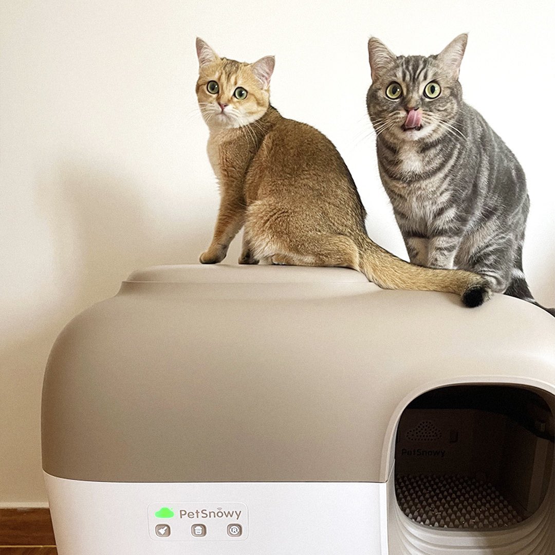PetSnowy 全自動スマート猫トイレpremium PS-001 ブラウン 猫ちゃんに