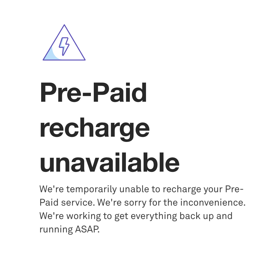 theRealDevgeeks's tweet photo. @Telstra pre-paid recharge still seems to be down despite an earlier tweet to the contrary.

https://t.co/hWl5Ayb2YU redirects to https://t.co/P5R3ARBePN https://t.co/ek42qKCqOZ