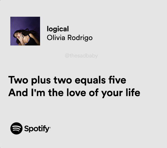 thesadbaby's tweet photo. olivia rodrigo / logical https://t.co/NngDydTlnN
