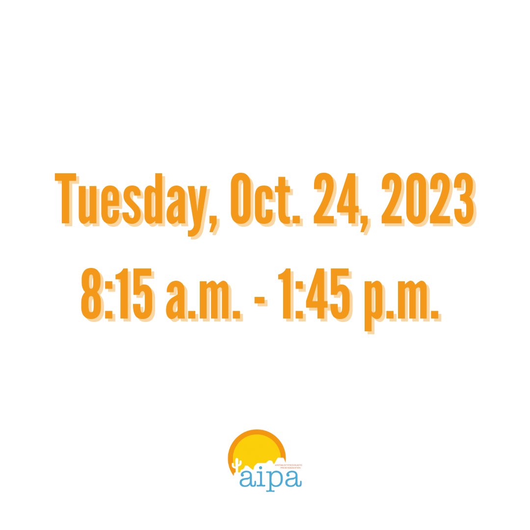 AZAIPA's tweet photo. It’s AIPA Fall Convention Time! Don’t delay, register today! Head on over to the website in our bio and get in on early bird registration.⭐️
#azaipa #arizonajournalism #arizonajournalismeducators #yearbook #mediaeducation #newspapereducation #studentjournalism #studentjournalists https://t.co/DA1nQnSm3j