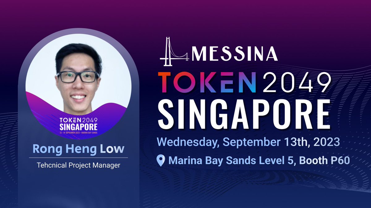 MessinaOne's tweet photo. 🚀 https://t.co/q7AuFjTfPP is thrilled to be at #TOKEN2049! Join us in Singapore on Sept 13 with our Technical Project Manager, @0xBridgeooor, to shape the future of crypto together🌐🇸🇬 https://t.co/hbDKFtE5x7