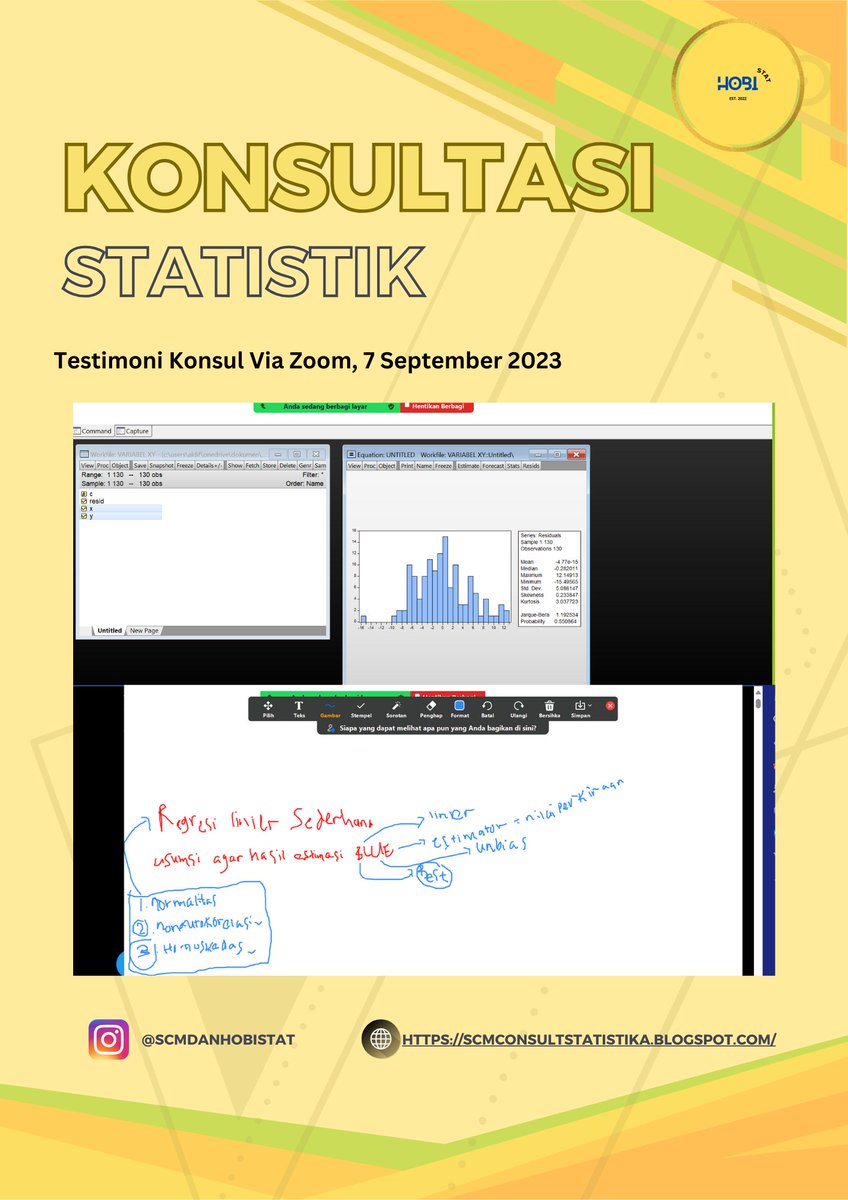 KonsulTugasPlus's tweet photo. Testimoni konsultasi statistik materi analisis regresi dengan Eviews, terima kasih kepercyaannya  #jasaolahdata #zonaba #zonauang #zonajajan https://t.co/Bnxfkq03iO
