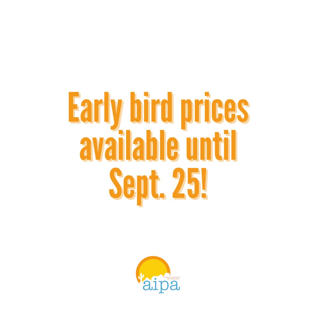 AZAIPA's tweet photo. It’s AIPA Fall Convention Time! Don’t delay, register today! Head on over to the website in  bio and get in on early bird registration.⭐️
#azaipa #arizonajournalism #arizonajournalismeducators #yearbook #mediaeducation #newspapereducation #studentjournalism #studentjournalists https://t.co/SiicKB9ick