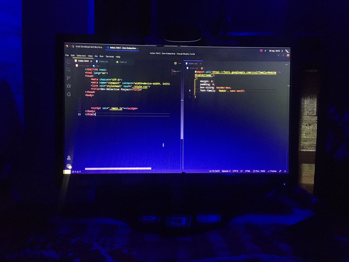neerajnath155's tweet image. Day-56 of #100DaysOfCode Today i will start build #DevDetective project using #html #css and #javascript 🚀🚀🌐

This is my project setup link to eachother file  html,✍️ css🎨and js💥
Use google fonts 🍁

#buildinpublic 
#webdev
#learninpublic
#opensource
#Coding