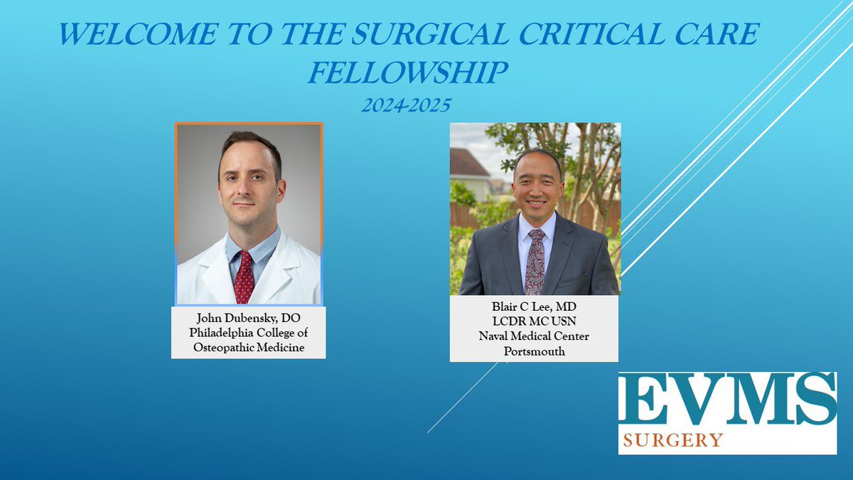 We are excited to welcome the 2024 class of surgical critical care fellows to @EVMSedu.  We are looking forward to a great year! #sccmatch #surgicalcriticalcare