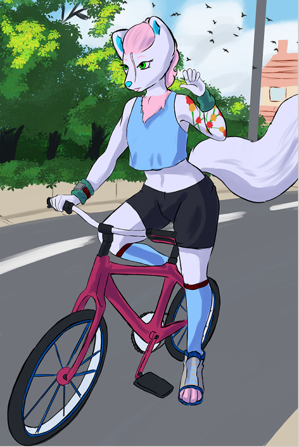 FyraWeasel's tweet photo. "Won't you come on a ride with me?"

  Fyra 
    Early TransFem
       Age : 24
    Confident and Self Assured
  Professional Cyclist
#furryrp #lewdrp #storyrp https://t.co/N3NXUQbXc3