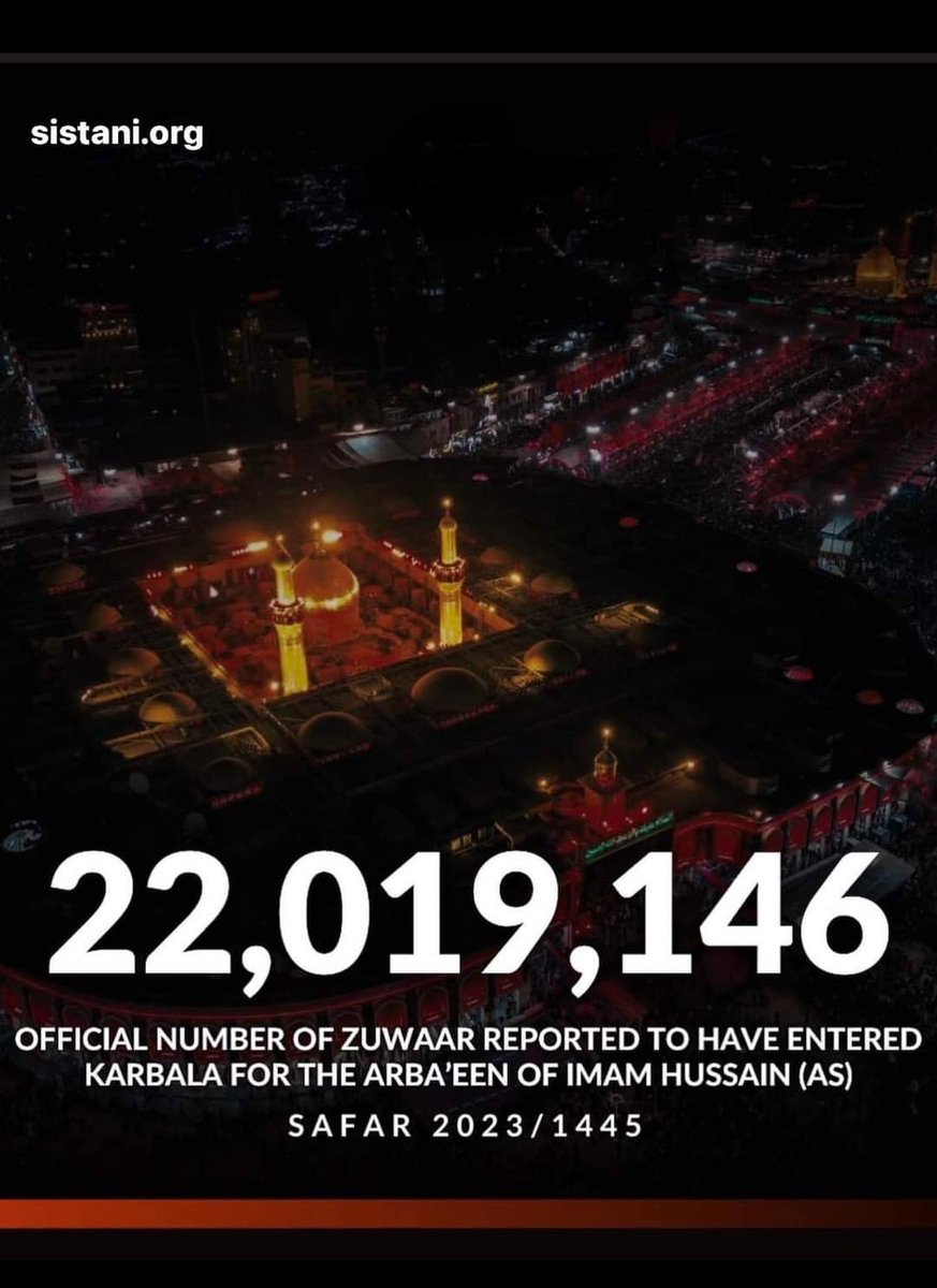 Iqusays's tweet photo. Chehlum (Arbaeen) Imam Hussain, millions voices, one name Labaik ya Hussain ع🫀🫶 Largest Yearly Gathering of Humans in the Universe.

#arbaeen #karbala #labaikyahussain (a.s) https://t.co/Yv3qTTzQKG