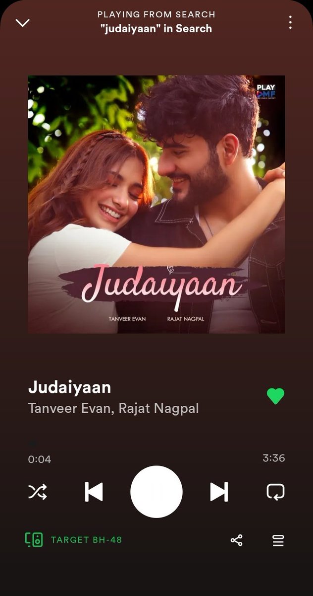 I just listen audio of #Judaiyaan.
What a lyrics & music!!! ⚡
And Voice of #tanveerevan urffff... I became a fan of him💗
. 
. 
Just loved it❣️
#AbhishekMalhan #JiyaShankar #FukraaInsaan

 listenhere ~ open.spotify.com/track/6TWsUKih…