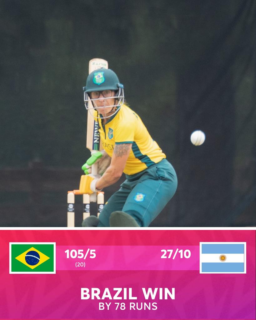 Big win for @brasil_cricket over @Cricketarg to close the day! #ICC #Americas #Women #WCQualifier