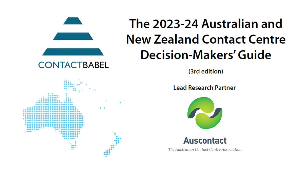 The third edition of the @ContactBabel 2023-24 Australian and New Zealand Contact Centre Decision-Makers' Guide is now available!

Download the report for free, via the ContactBabel website ow.ly/5Bk950PJ5AZ

#research #australia #newzealand #contactcentre #benchmarking