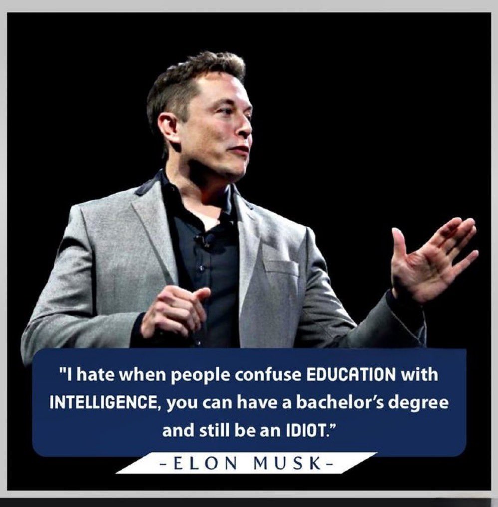 10XGrowthPro_'s tweet photo. Don’t confuse education with intelligence. https://t.co/ENhoBvutEb