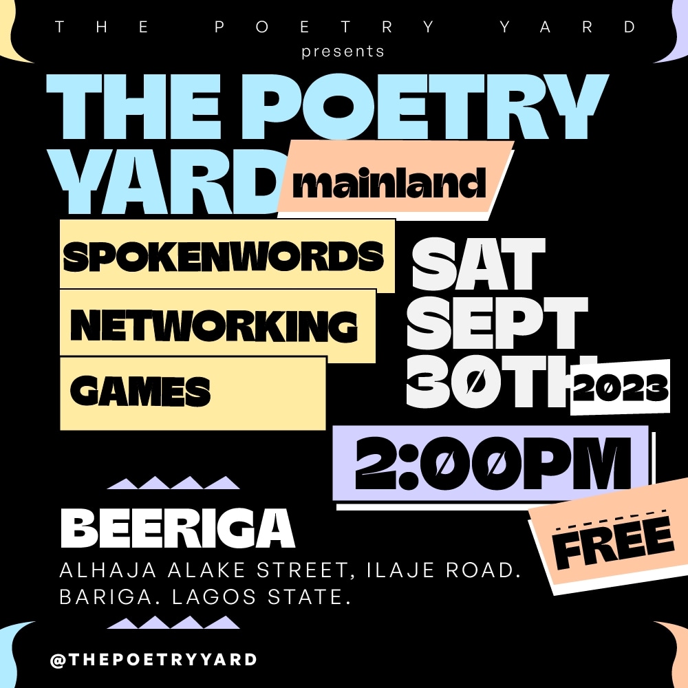 We are on the mainland by popular demand on 30th of September at Beeriga. Kindly get tickets through the link: shorturl.at/cnrMQ

Its open to new Poets as well.