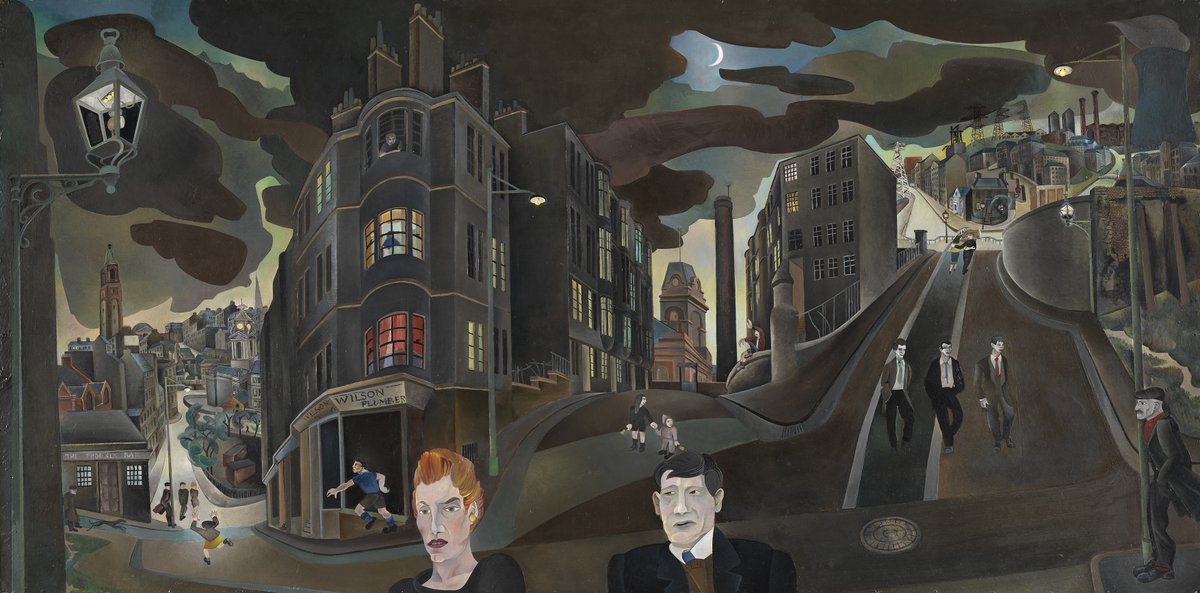 📢 #AlasdairGray’s iconic painting, Cowcaddens Streetscape in the Fifties, has been acquired for #GlasgowMuseums collection with support of The National Fund for Acquisitions, administered with Scot Gov funding by National Museums Scotland - image © The Estate of Alasdair Gray