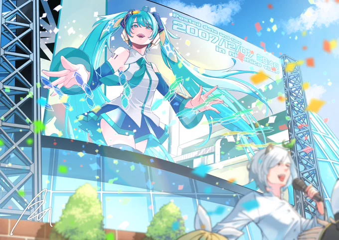 再掲 初音ミクちゃんいろいろ※3枚目は歌ってみた動画に制作分#イラスト #初音ミクイラスト #二次創作 