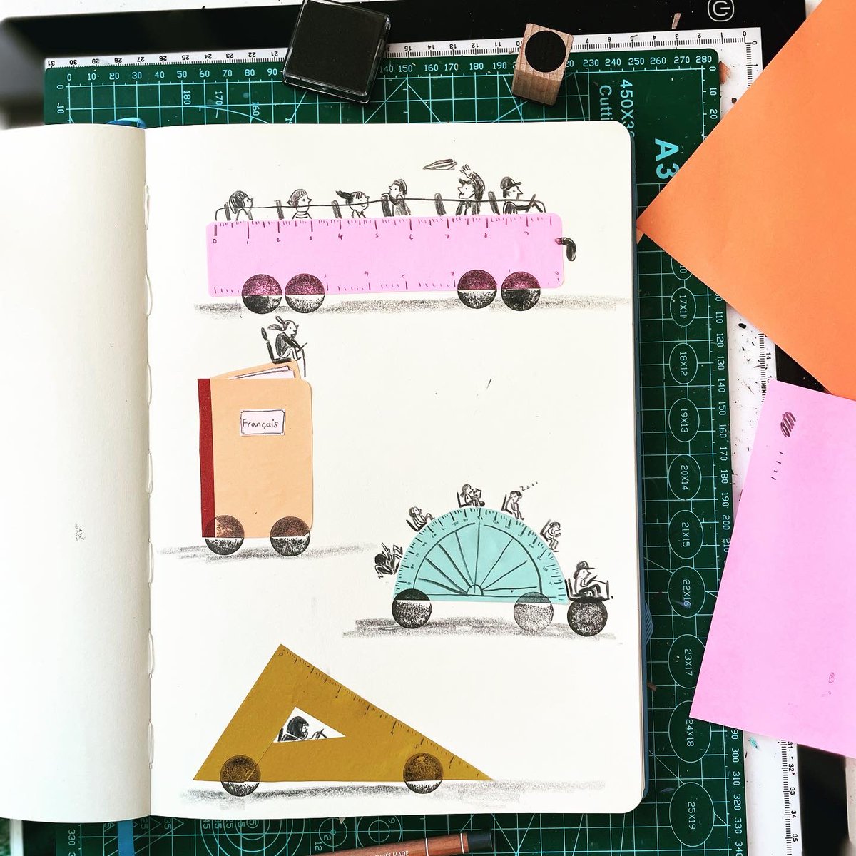 ch_durance's tweet photo. Back to school! Experimenting in my play sketchbook. 

#kidlit #kidlitart #csacbi #picturebook #illustration #illustrator #earlyyears https://t.co/HP44KYGSlx