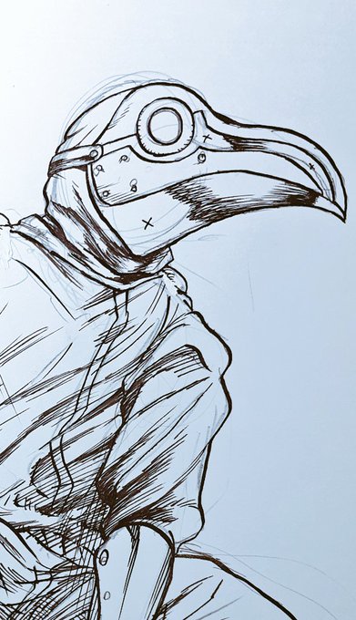 ペストマスクのキャラ描くの初めて。
