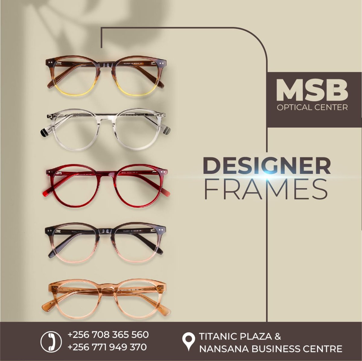 msboptics's tweet photo. 🌟 Elevate your style with our designer frames collection at MSB Optical Center in Kampala, Uganda! Discover the latest trends in eyewear and experience unparalleled quality. Step up your fashion game with us! 👓✨
📞 0708365560 / 0771949370
#DesignerFrames #EyewearFashion #ug https://t.co/4OIiV1YdEA