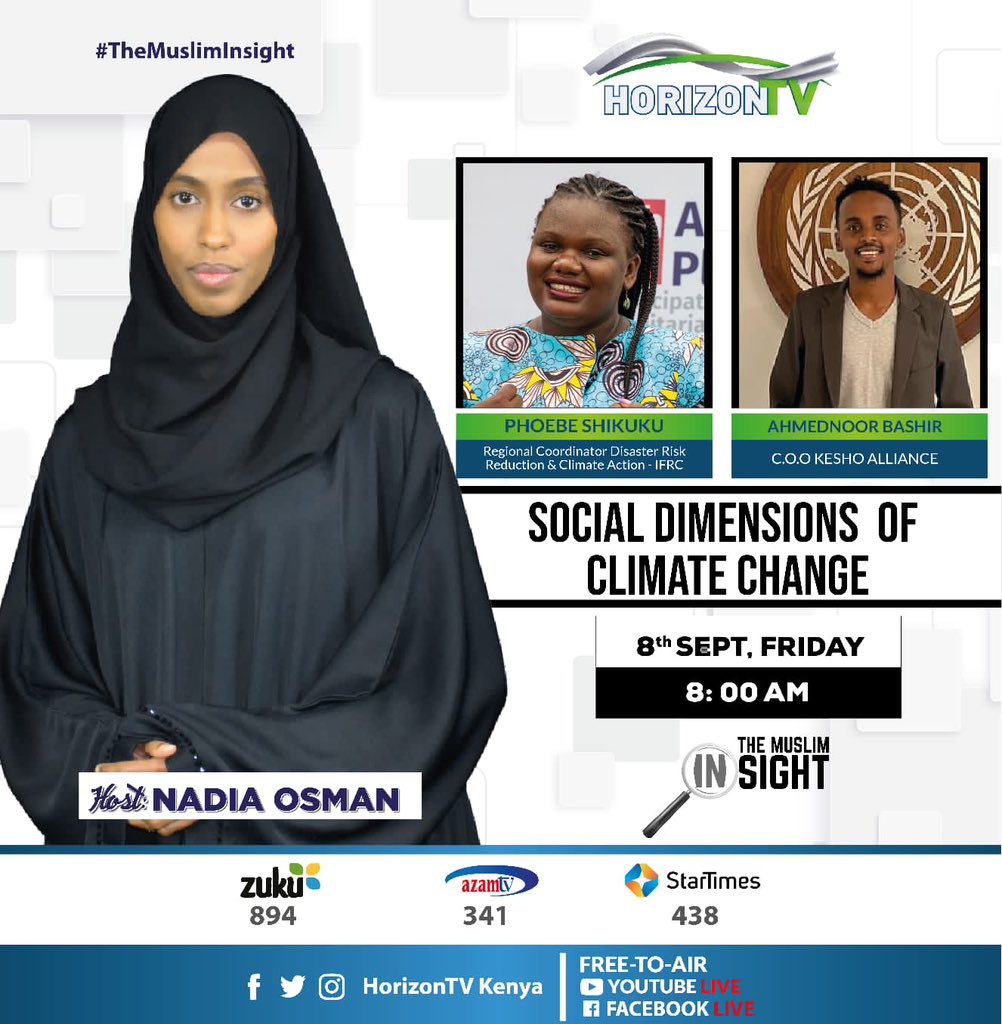 JamiaTvKenya's tweet photo. Join us today on #MuslimInsight with host @aaa_naadia ๐โจ
As we unravel the social dimensions of climate change through an Islamic lens.
Be there at 8AM โฐ for this vital conversation. #ClimateAction #IslamAndEnvironment https://t.co/CO48gS8XyG