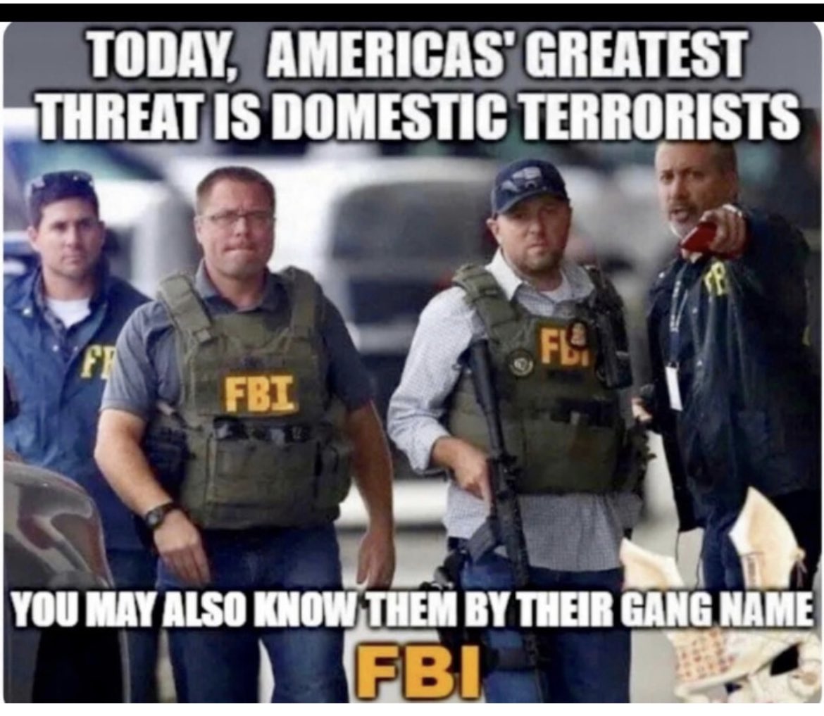 Good old FBI. If you call them out, they will terrorize and arrest you🤬