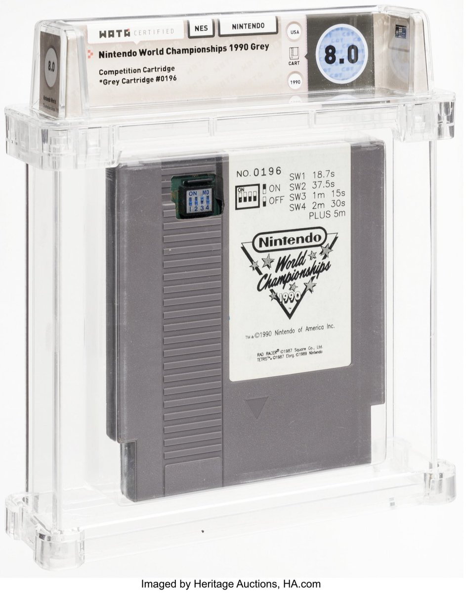 ComicsandCrypto's tweet photo. 🔥SOLD FOR $96,000🔥 This incredibly rare, @TheWataGames graded Nintendo NES cartridge from the 1990 Nintendo World Championships has just sold on @HeritageAuction for $96,000! 🤯🤯🤯 https://t.co/MjBaRHcu9y