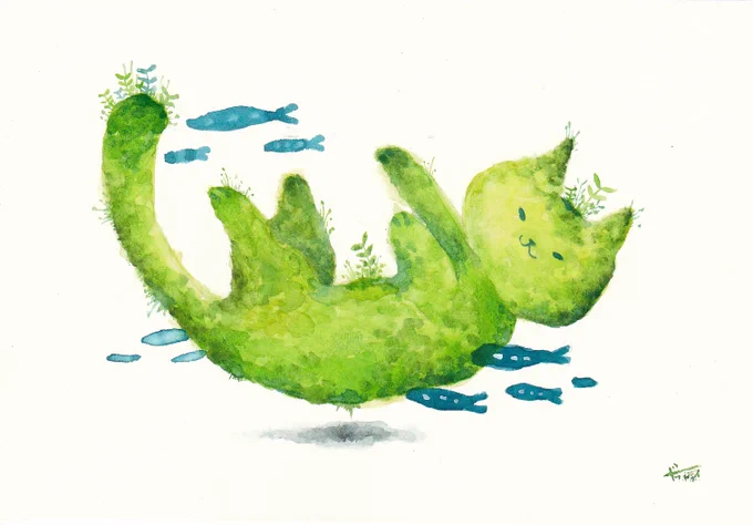 #あなたのきっかけが知りたい水彩を使い始めたきっかけはとある絵師さんのイラストを見て「こんなに鮮やかに青色を使いこなせてるのすごい」ってなって、そこから沢山の色に触れて緑色を主に使うようになりましたねぇでも水彩に限らずアナログ画材はいいぞぉ、好きな色と画材は無限大 