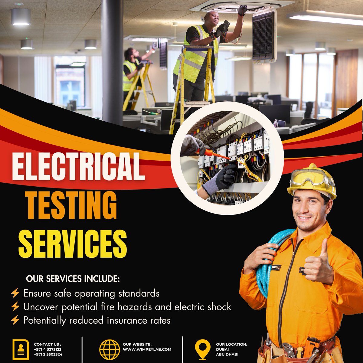 WimpeyLab's tweet photo. ⚡ Secure Your Electrical Systems with Wimpey Laboratories⚡

Discover the benefits of our Electrical Testing Services:
✅ Safety Compliance Assurance
✅ Early Detection of Fire Hazards and Electric Shock Risks
✅ Potential Insurance Cost Savings

#ElectricalTesting https://t.co/sJz43rPXkN