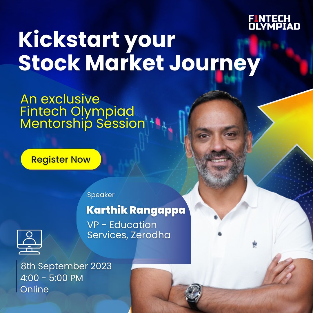 India_Fintech's tweet photo. 📢 Mentorship Session for College Students Today🎓
🔗 Register for the Fintech Olympiad Mentorship Session here: https://t.co/Q6i4ClmbvV
🌟 Topic: Kickstart your Stock Market Journey
📅 Date: September 8th, 2023
🕓 Time: 4:00 - 5:00 PM
#StockMarket #Stocks #financialliteracy https://t.co/wcbl4pcaIv