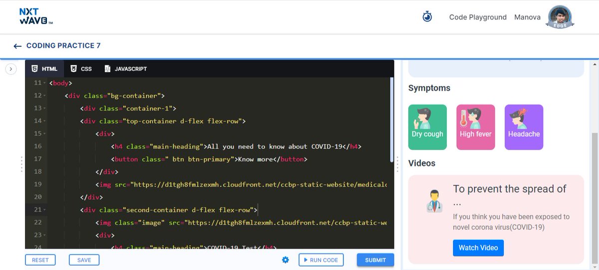 ManovaSamuelM's tweet photo. 🌟 Diving deep into the code, loving every moment! 💻💡 Just wrapped up my 7th coding practice – crafted a COVID-19 Page &amp; a Goa Page using carousels and Bootstrap magic. 🌐🏝️ The process is where the magic happens, and I'm living for🔥. @nxtwave_tech #CodingMagic #Bootstrap https://t.co/DxkwLaUxWQ