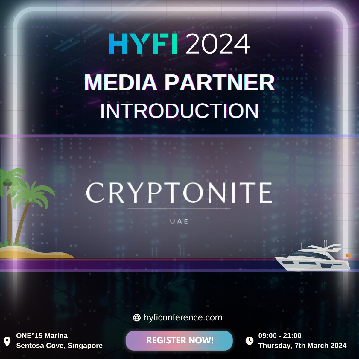 HyfiConference's tweet photo. We’re thrilled to announce the media partnership with CryptoniteUAE for HYFI Conference 2024!

CryptoniteUAE is an online publication focused on web3 entrepreneurship and their projects. 

Thank you and we can't wait to make success together at #hyfi2024 !!!

#cryptoniteuae #hyfi https://t.co/sd1uzzoVsp