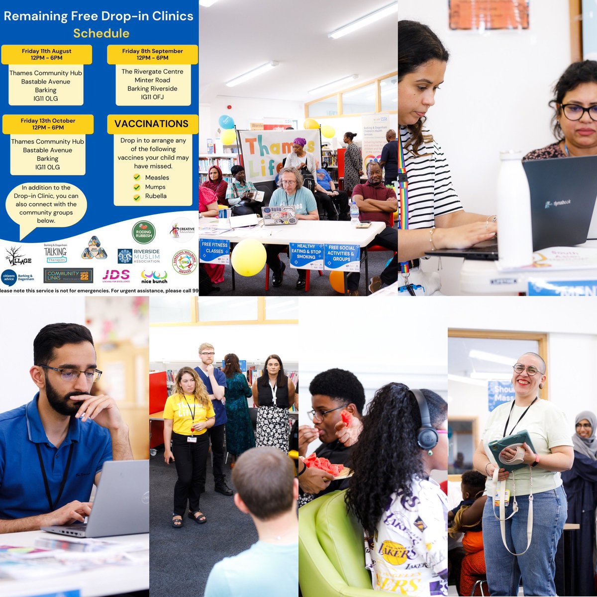 DrJJohn's tweet photo. If your wondering what a integrated pop up clinic is, see these photos from our last clinic - true coproduction - resident led @thameslifecdt , clinically supported - building our neighbourhood team , understanding traumainformed care &amp;building trust &amp;learning @NHS_NELondon https://t.co/CHy9ZcNG0i