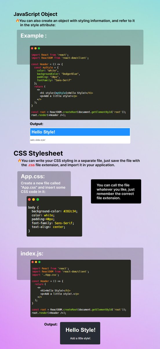 arunprasanthm7's tweet image. ⚡The way of styling React using CSS  [Continuation]🌈
Check this👇🏼👇🏼
#reactcss #css #react #reactjs #reactjsdevelopment