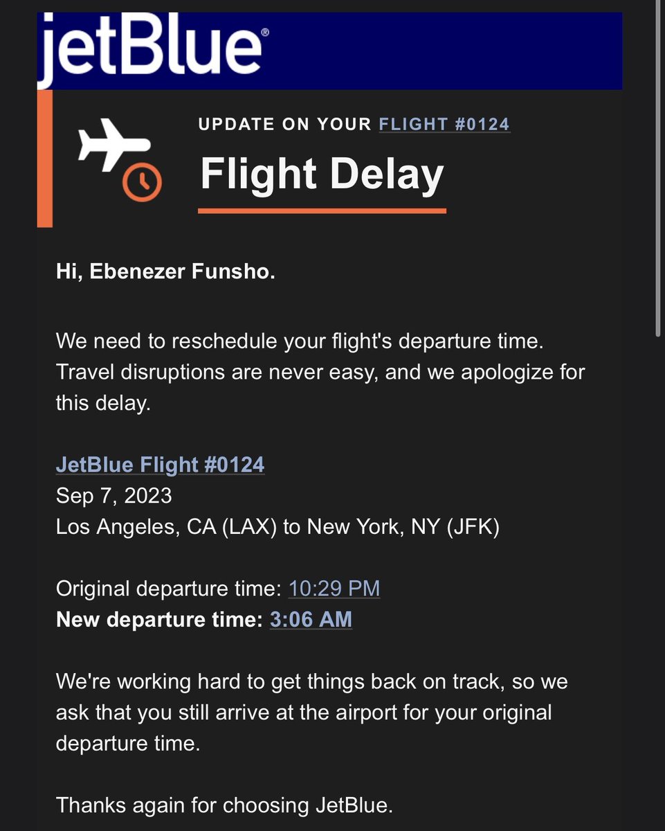 TheGreatNez_'s tweet image. I guess my life’s a joke to @JetBlue 
Because why have they changed my flight 4 times today?! 

Guess I won’t be flying with them again ✌🏿 
#JetBlue 
#Airlines 
#DelayedFlight