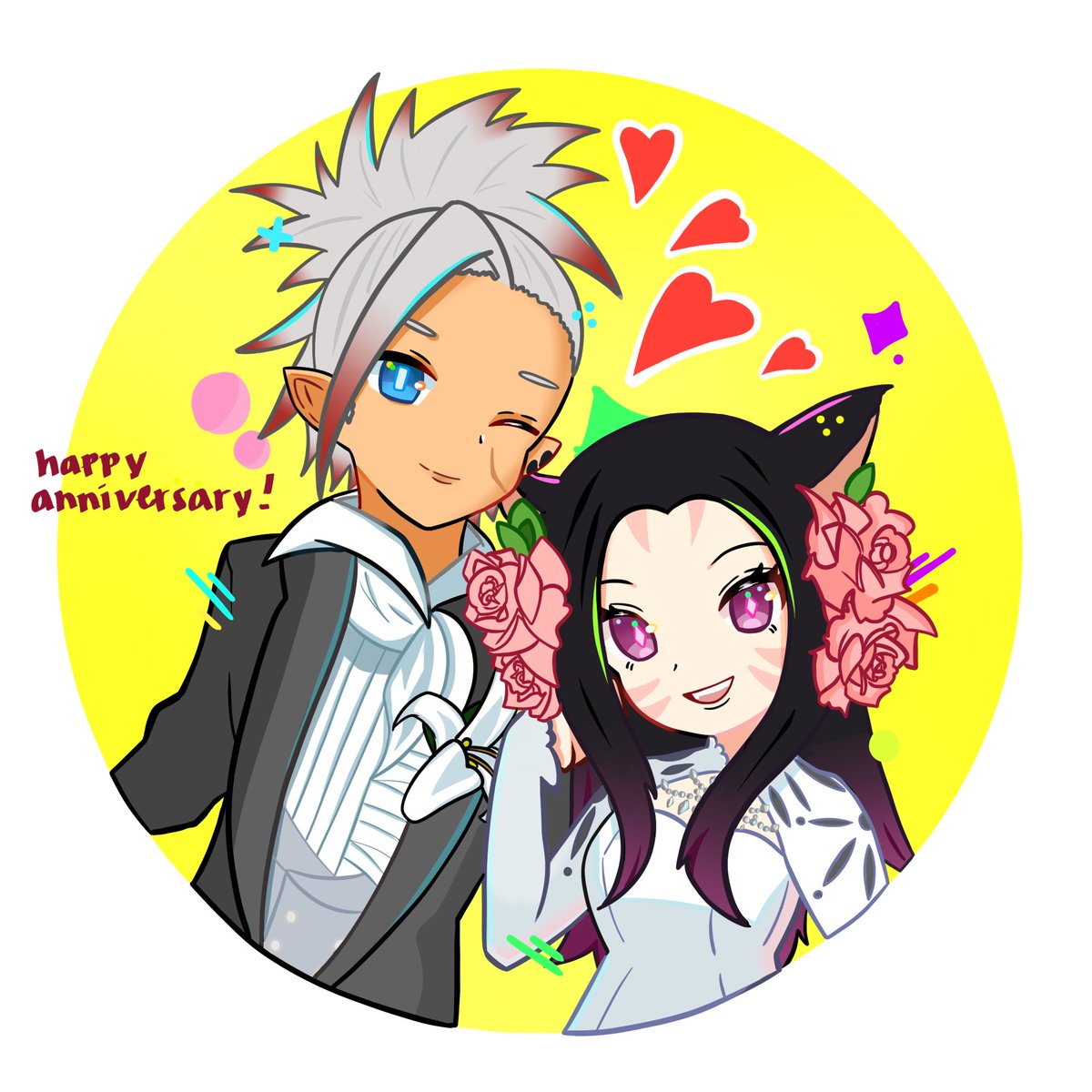 MigiDayo_'s tweet photo. had the honor in creating a piece for two amazing friends to celebrate their 18th wedding anniversary! thank you so much for trusting me with this 😭❤️ (also they got it framed I’m sobbing) https://t.co/vcZFI0fpQy