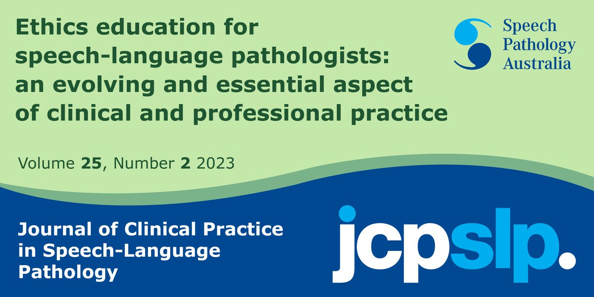 SpeechPathAus's tweet photo. Read "Ethics education for speech language pathologists: an evolving and essential aspect of clinical and professional practice" and much more in the JCPSLP Vol 25, No 2 (Special ethics edition)! https://t.co/OReVPkpZQt
#WeSpeechies #SLPeeps #slp2B #slp #slpbloggers https://t.co/FRZ9y67Lz3
