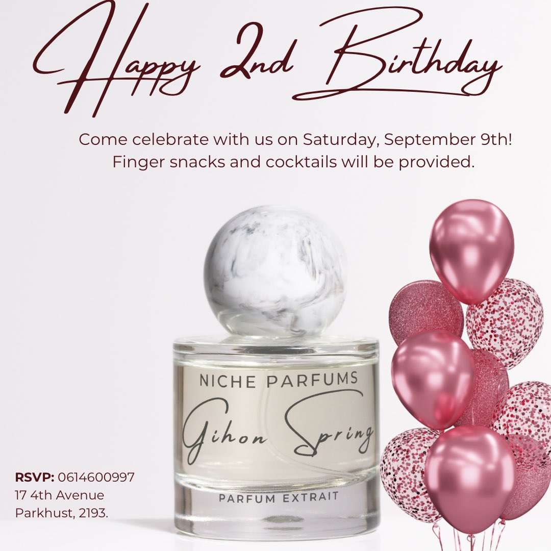 Hey Niche Fam. You are invited to Niche's 2nd Birthday Celebration. 

Enjoy exclusive discounts of 15-20% off on all products while savoring delicious finger snacks and cocktails. It's a party you won't want to miss! Saturday, Sept 9th.