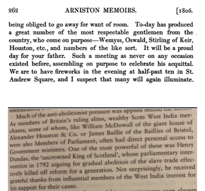 Our History…Academic historian Devine supports those who, without valid evidence, say Henry Dundas’ plaque should be removed because he was an ‘abolitionist’. But here, Dundas’ (Arniston) family history(1806) and Devine’s history(2015) say slavers like Houston supported Dundas…