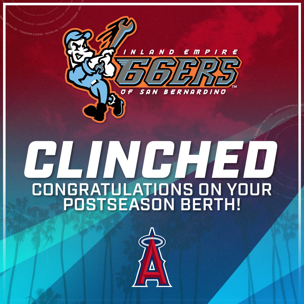 Angels's tweet photo. Congratulations to our Single-A Affiliates, @66ersBaseball, on securing your spot in the @MiLB playoffs! 😇 https://t.co/odIhceFYvB